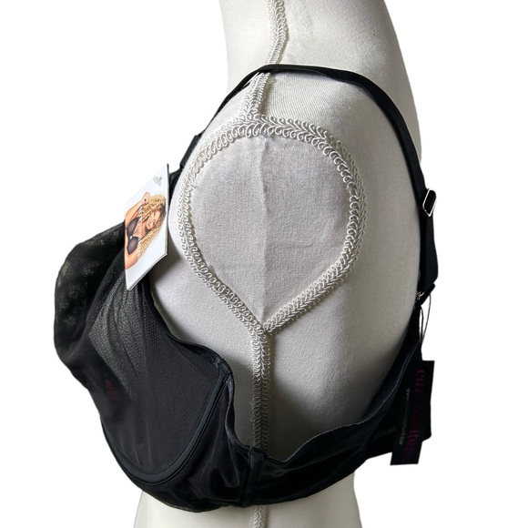 CURVY COUTURE black sheer mesh style 1311 unpadded underwire bra size 44DD NWT - Picture 11 of 13